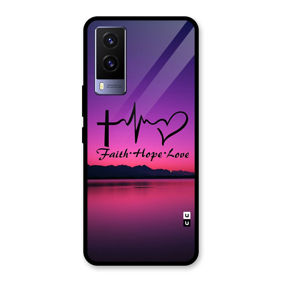 Faith Hope Love Evening Sky Glass Back Case for Vivo V21e 5G