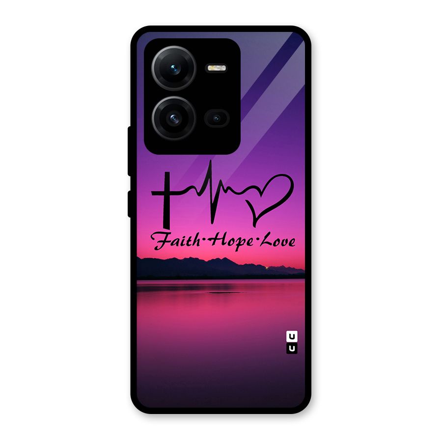 Faith Hope Love Evening Sky Glass Back Case for Vivo V25