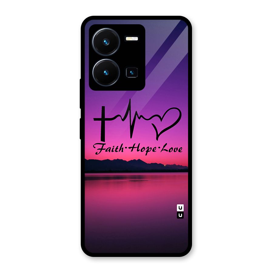 Faith Hope Love Evening Sky Glass Back Case for Vivo Y35