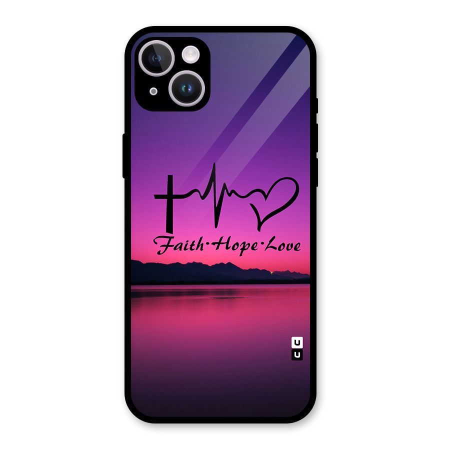 Faith Hope Love Evening Sky Glass Back Case for iPhone 14 Plus