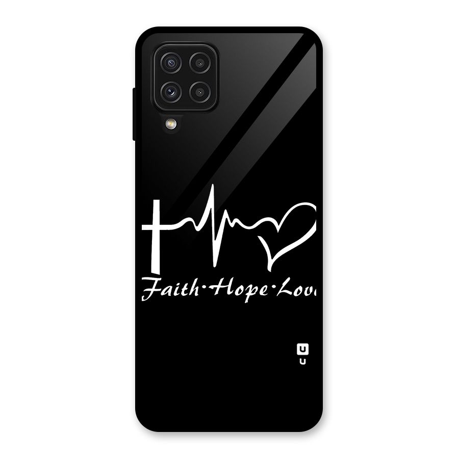 Faith Hope Love Heart Sign Glass Back Case for Galaxy A22 4G