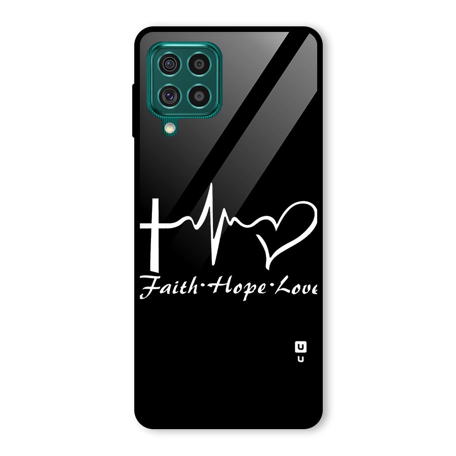 Faith Hope Love Heart Sign Glass Back Case for Galaxy F62