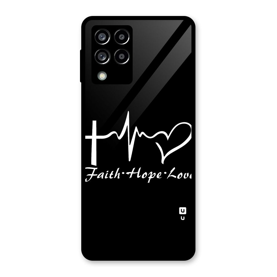 Faith Hope Love Heart Sign Glass Back Case for Galaxy M53 5G