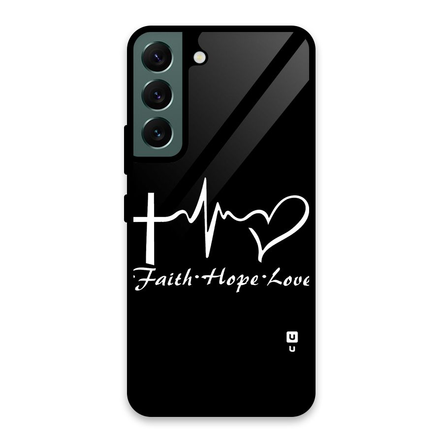 Faith Hope Love Heart Sign Glass Back Case for Galaxy S22 5G