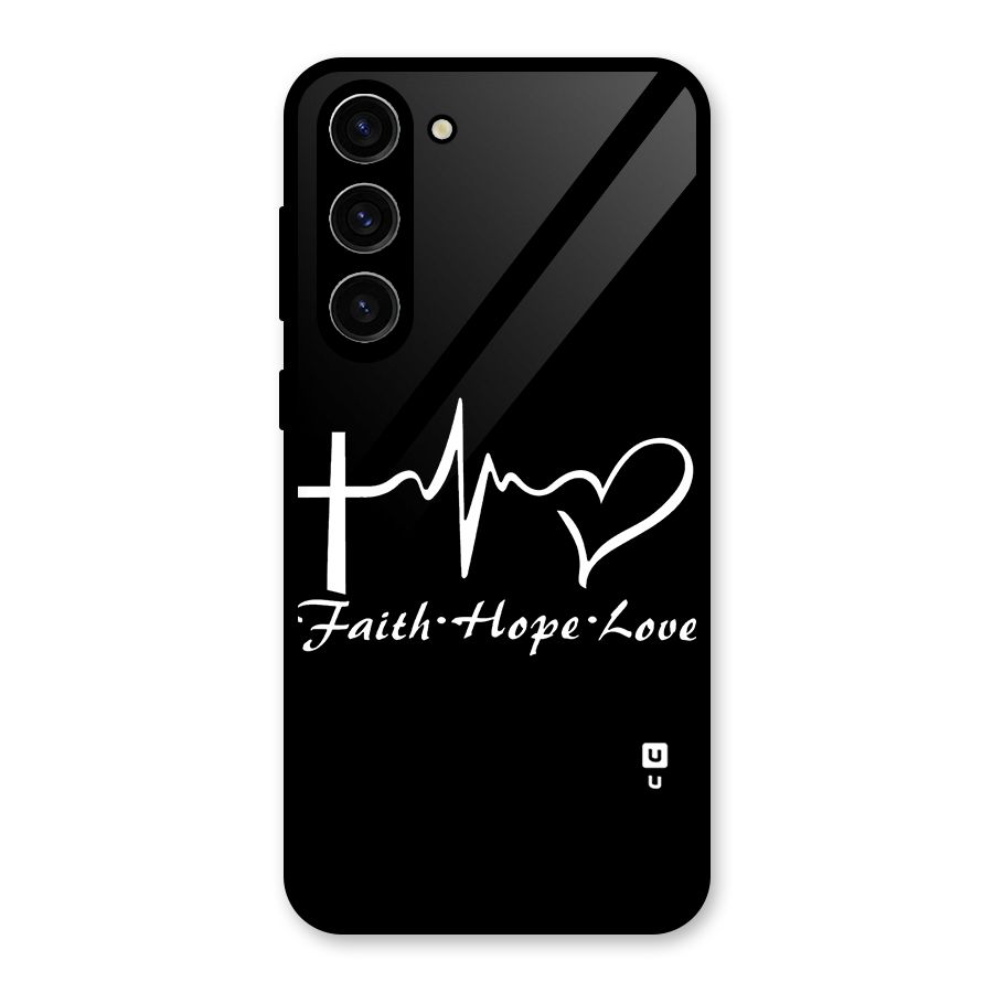 Faith Hope Love Heart Sign Glass Back Case for Galaxy S23 Plus