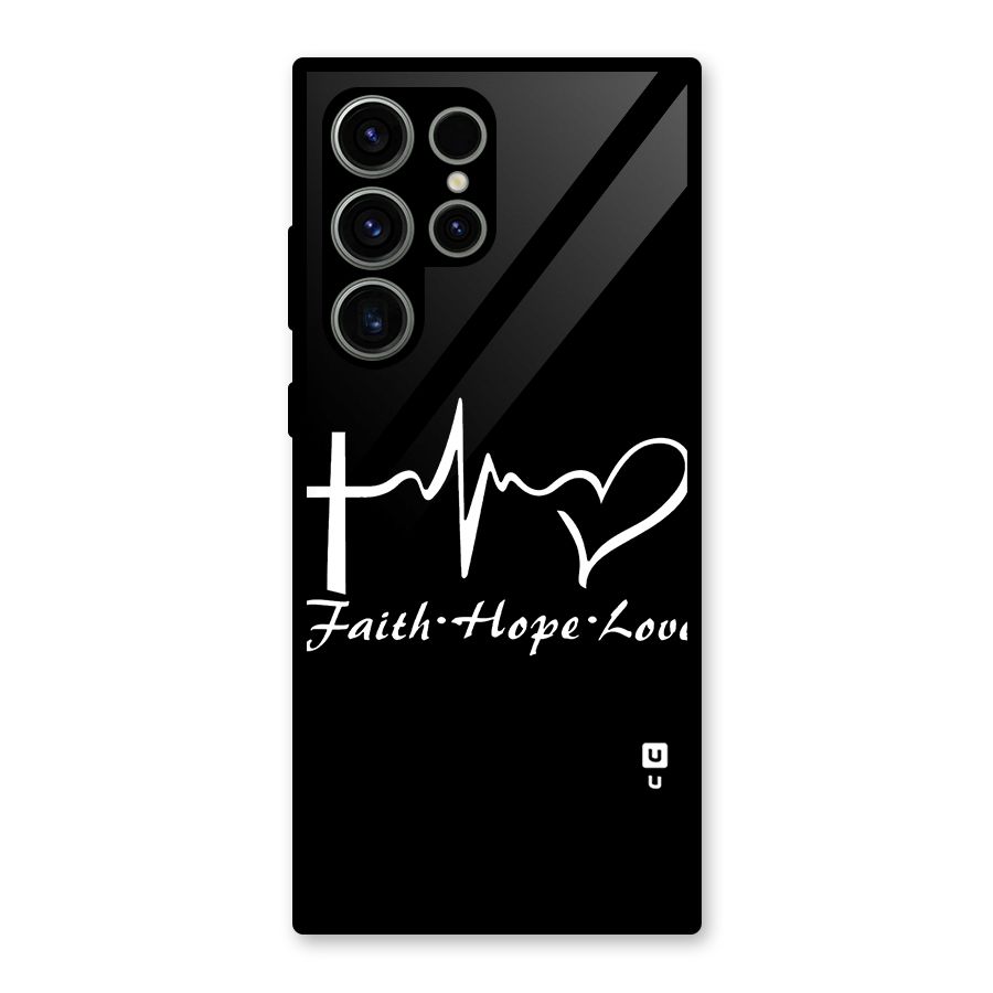 Faith Hope Love Heart Sign Glass Back Case for Galaxy S23 Ultra