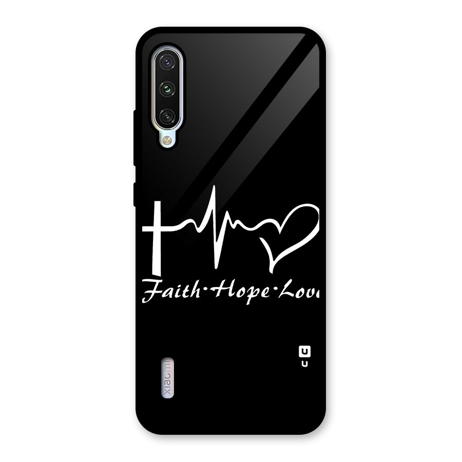 Faith Hope Love Heart Sign Glass Back Case for Mi A3
