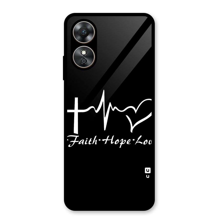 Faith Hope Love Heart Sign Glass Back Case for Oppo A17