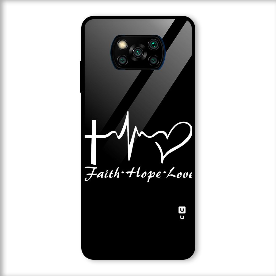 Faith Hope Love Heart Sign Glass Back Case for Poco X3