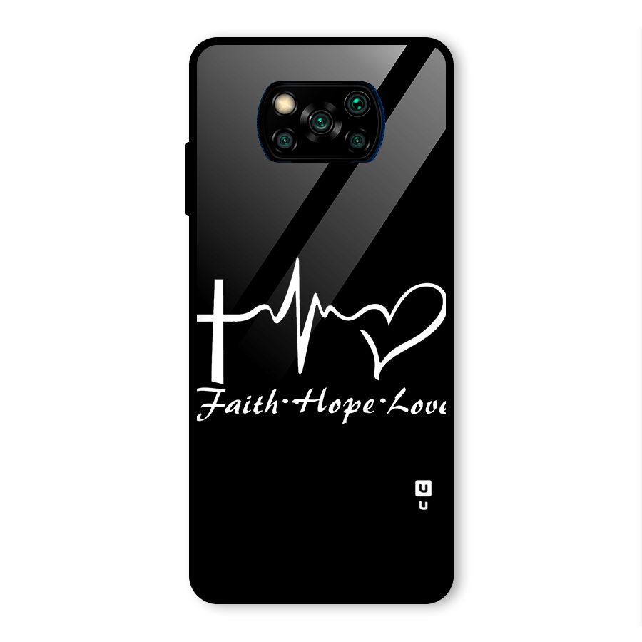 Faith Hope Love Heart Sign Glass Back Case for Poco X3 Pro