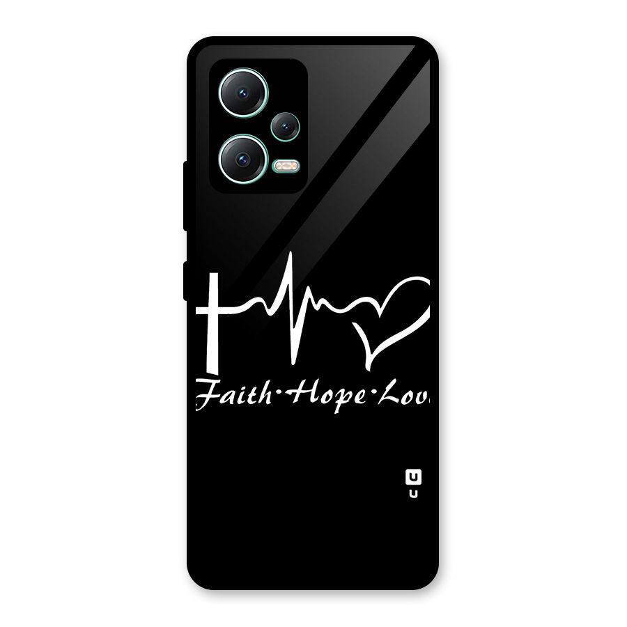 Faith Hope Love Heart Sign Glass Back Case for Redmi Note 12 5G