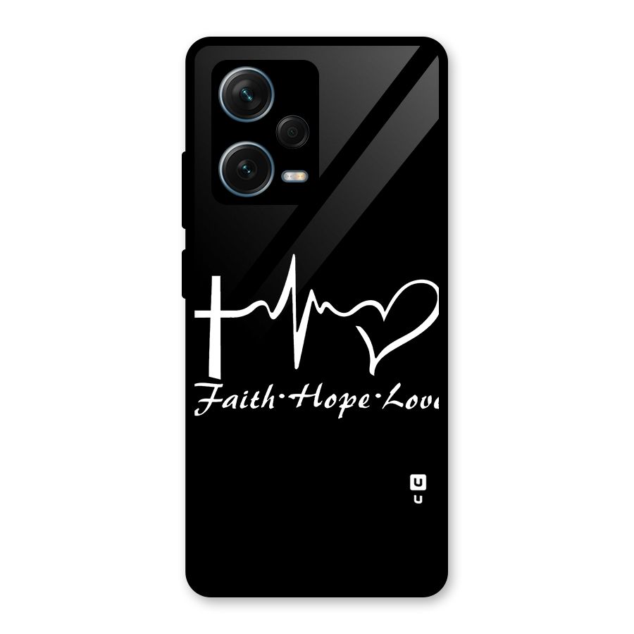 Faith Hope Love Heart Sign Glass Back Case for Redmi Note 12 Pro Plus 5G
