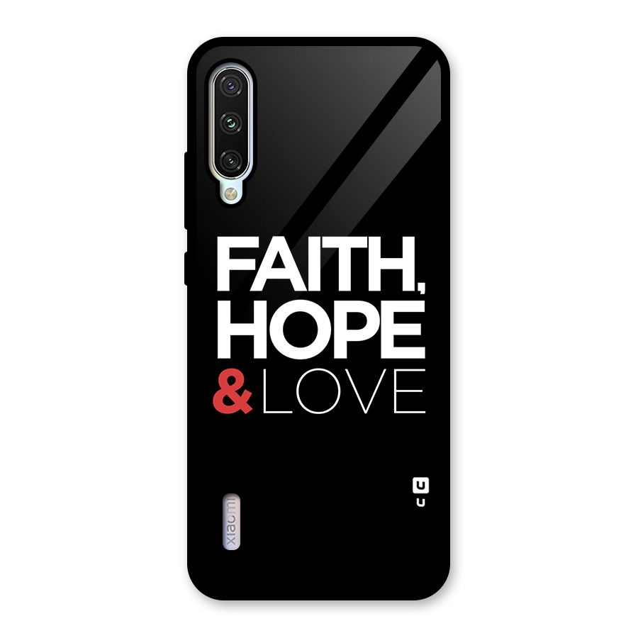 Faith Hope and Love Typography Glass Back Case for Mi A3