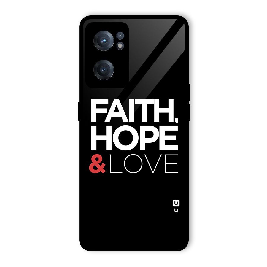 Faith Hope and Love Typography Glass Back Case for OnePlus Nord CE 2 5G