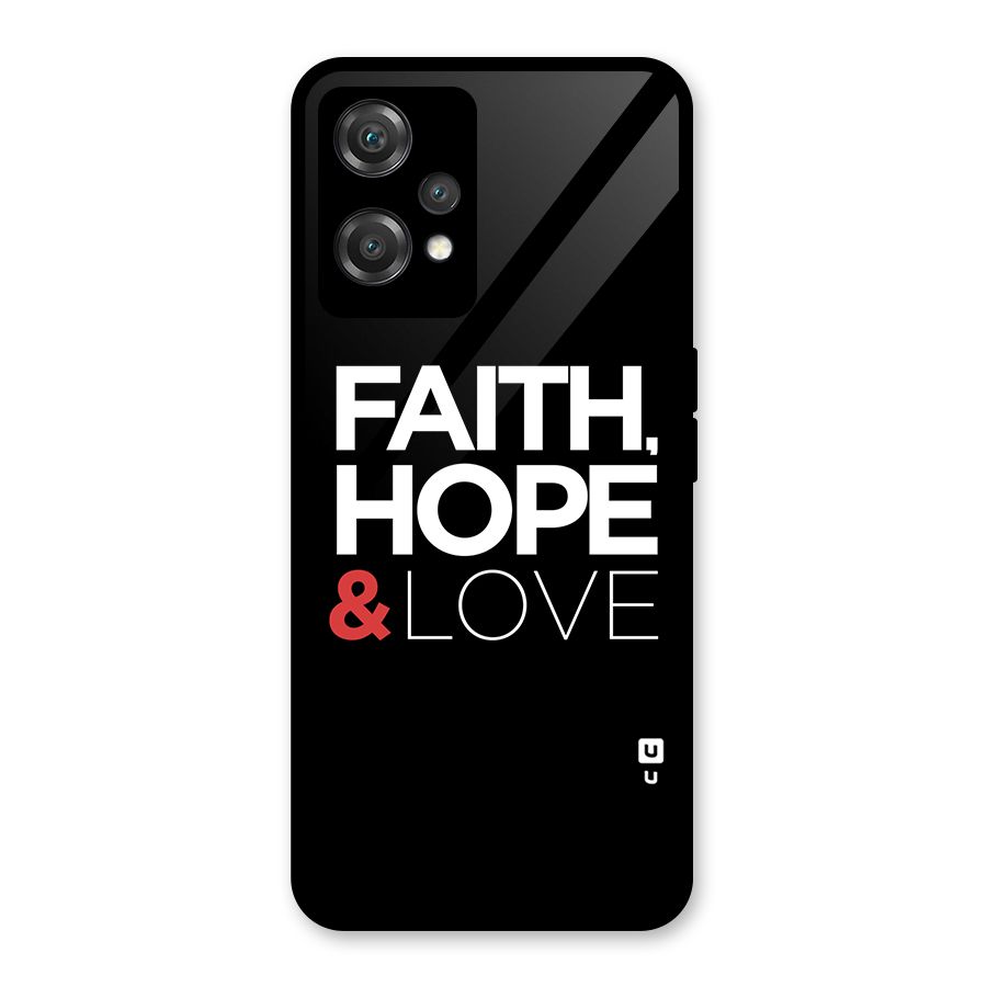 Faith Hope and Love Typography Glass Back Case for OnePlus Nord CE 2 Lite 5G