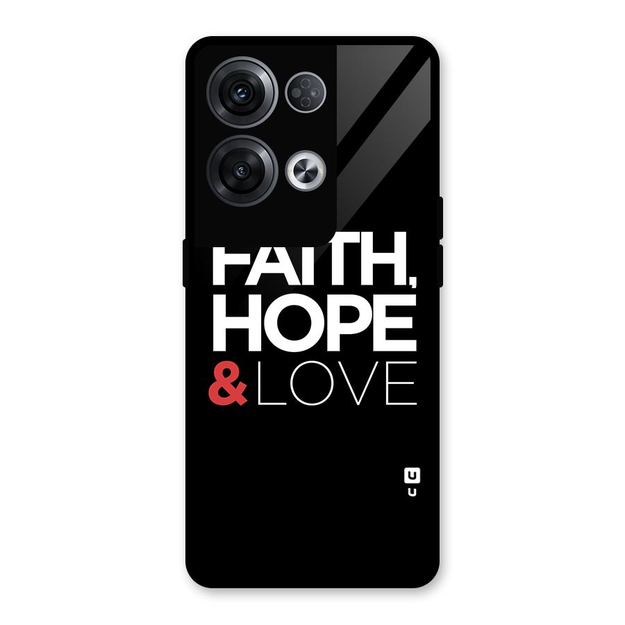 Faith Hope and Love Typography Glass Back Case for Oppo Reno8 Pro 5G