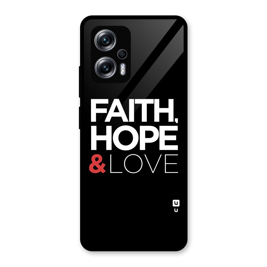 Faith Hope and Love Typography Glass Back Case for Redmi K50i