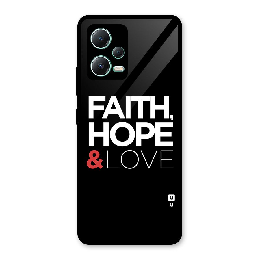 Faith Hope and Love Typography Glass Back Case for Redmi Note 12 5G