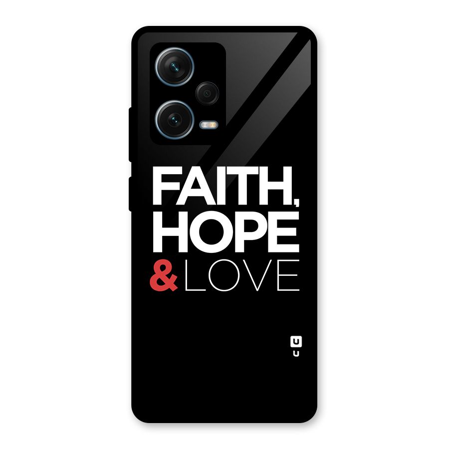 Faith Hope and Love Typography Glass Back Case for Redmi Note 12 Pro Plus 5G