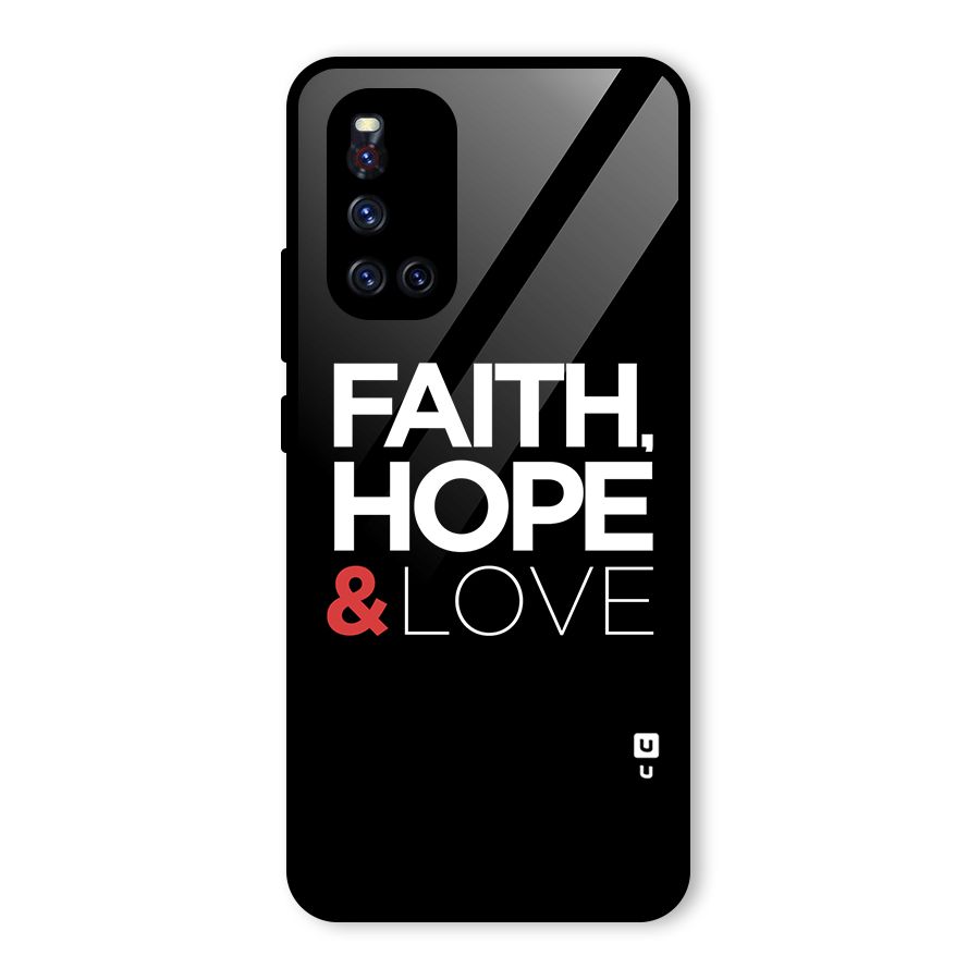Faith Hope and Love Typography Glass Back Case for Vivo V19