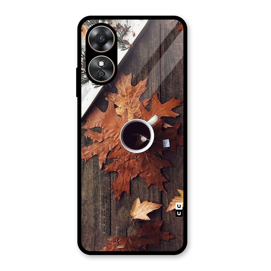 Fall Leaf Coffee Glass Back Case for Oppo A17