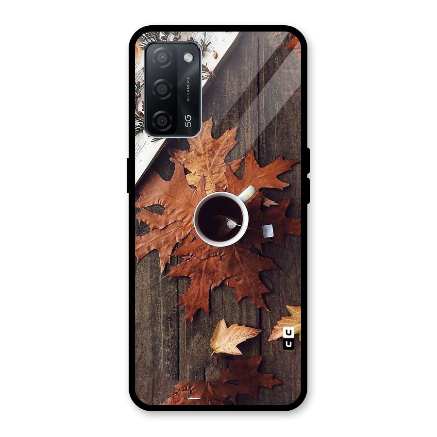 Fall Leaf Coffee Glass Back Case for Oppo A53s 5G