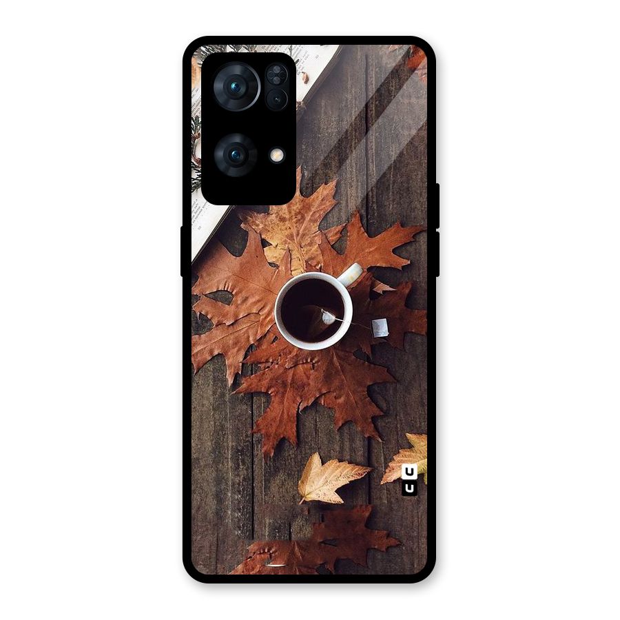Fall Leaf Coffee Glass Back Case for Oppo Reno7 Pro 5G