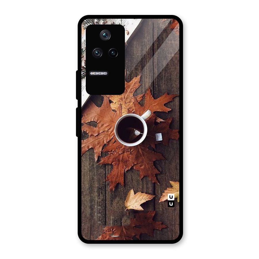 Fall Leaf Coffee Glass Back Case for Poco F4 5G