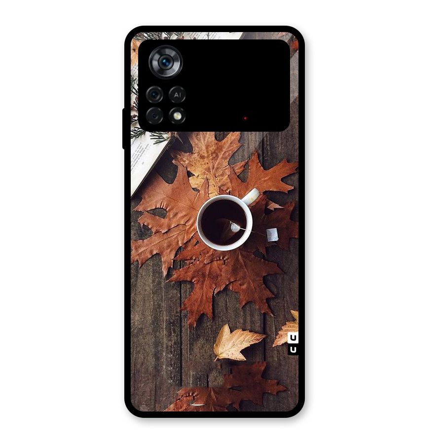 Fall Leaf Coffee Glass Back Case for Poco X4 Pro 5G