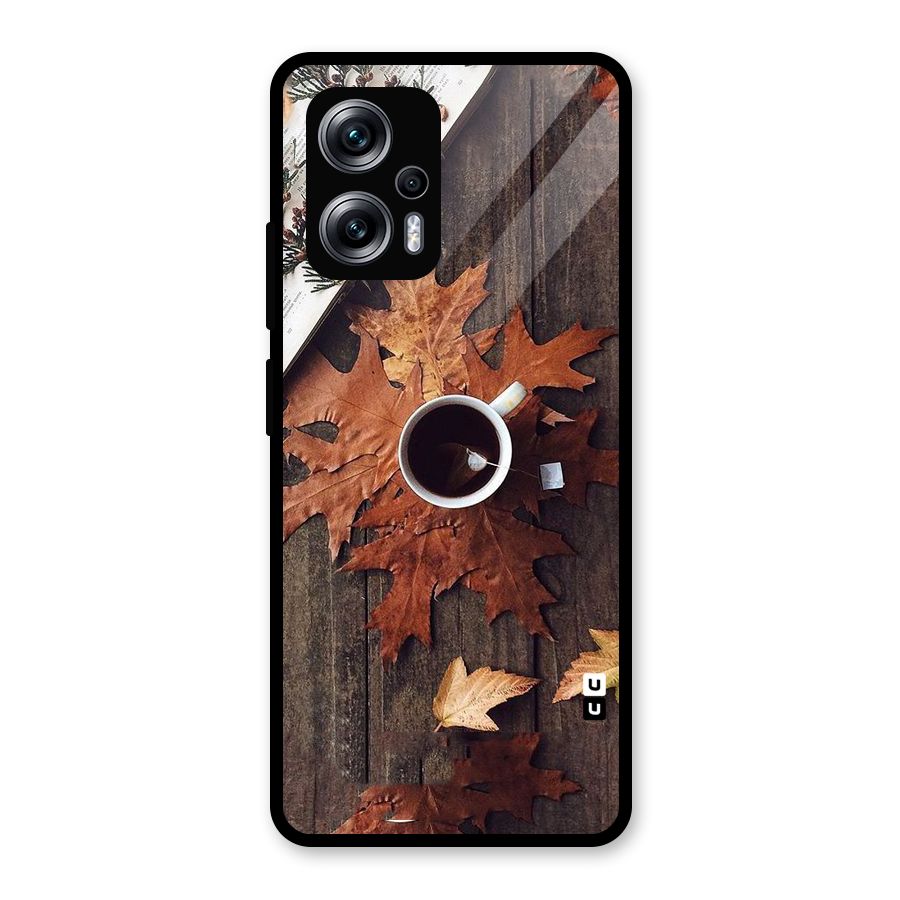 Fall Leaf Coffee Glass Back Case for Redmi K50i
