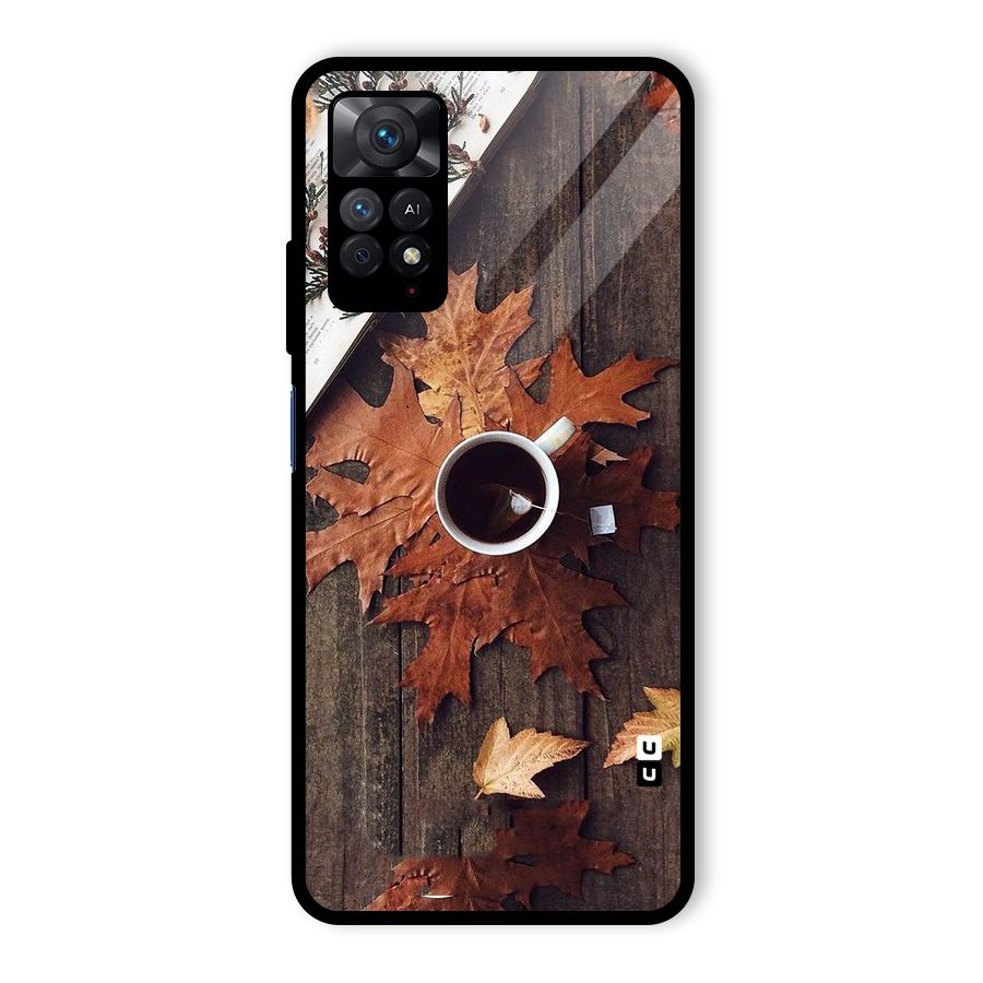 Fall Leaf Coffee Glass Back Case for Redmi Note 11 Pro
