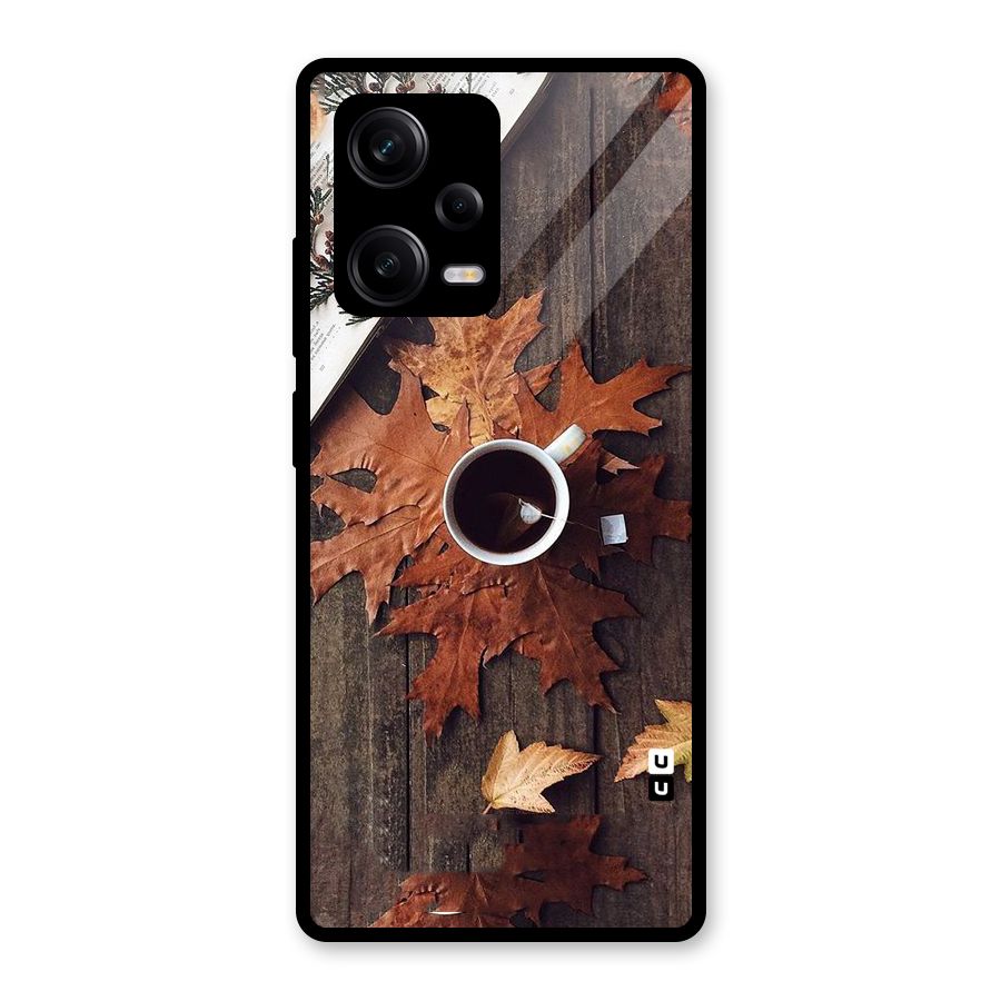 Fall Leaf Coffee Glass Back Case for Redmi Note 12 Pro