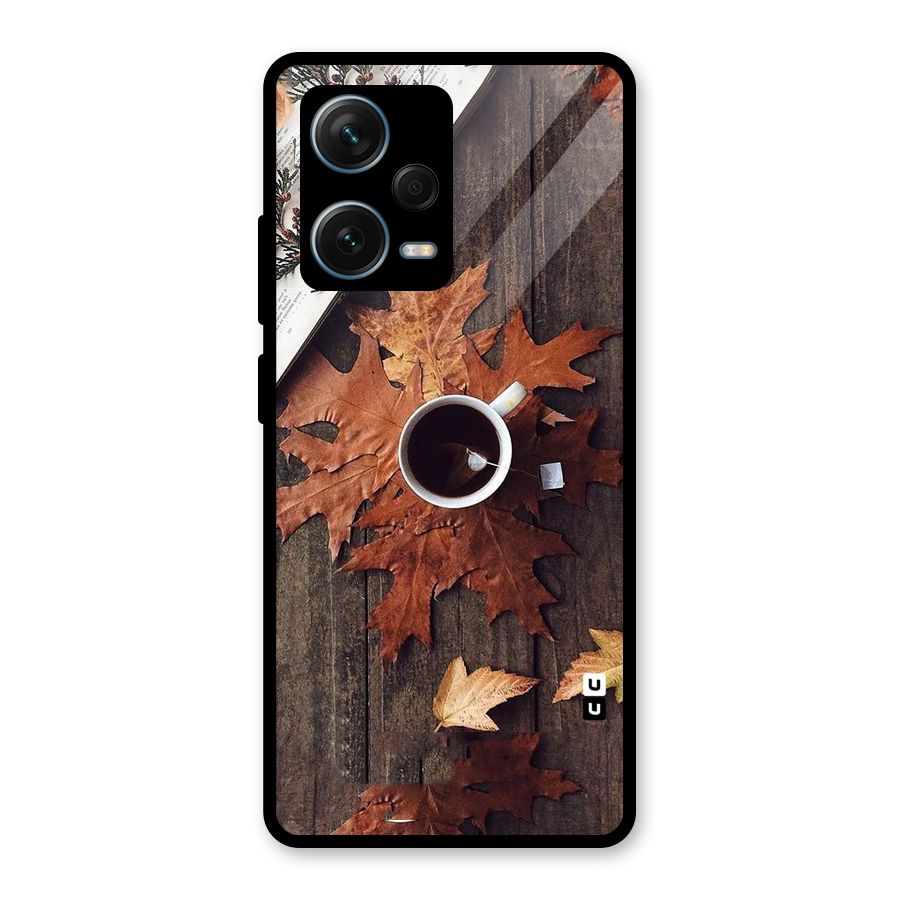 Fall Leaf Coffee Glass Back Case for Redmi Note 12 Pro Plus 5G