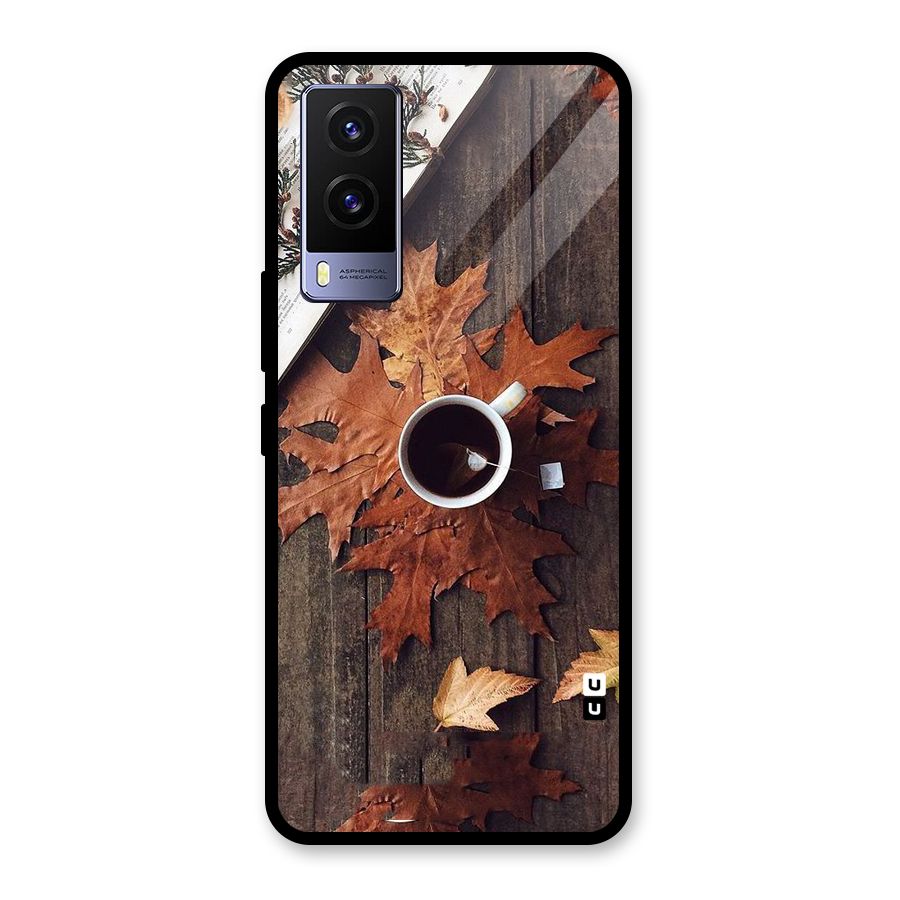 Fall Leaf Coffee Glass Back Case for Vivo V21e 5G