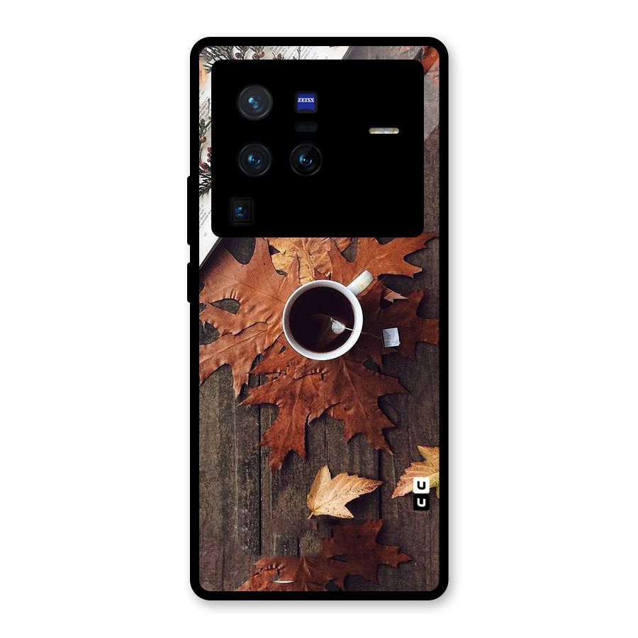Fall Leaf Coffee Glass Back Case for Vivo X80 Pro