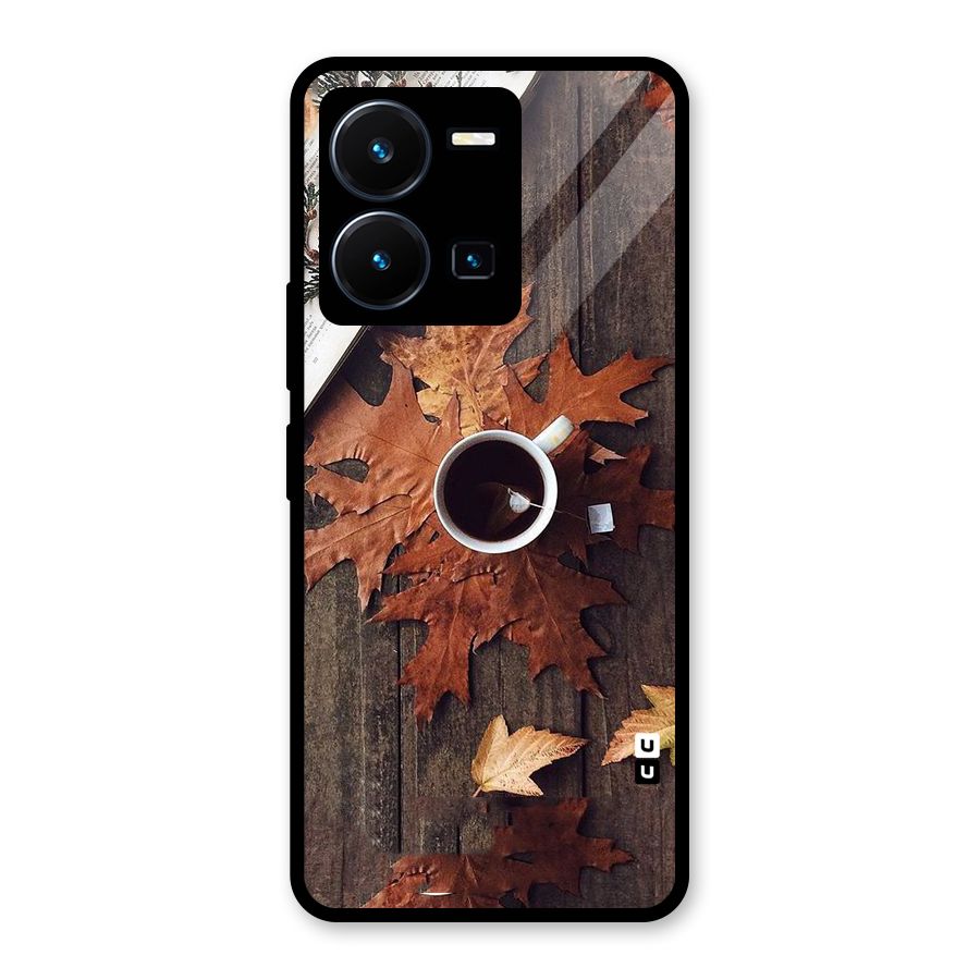 Fall Leaf Coffee Glass Back Case for Vivo Y35