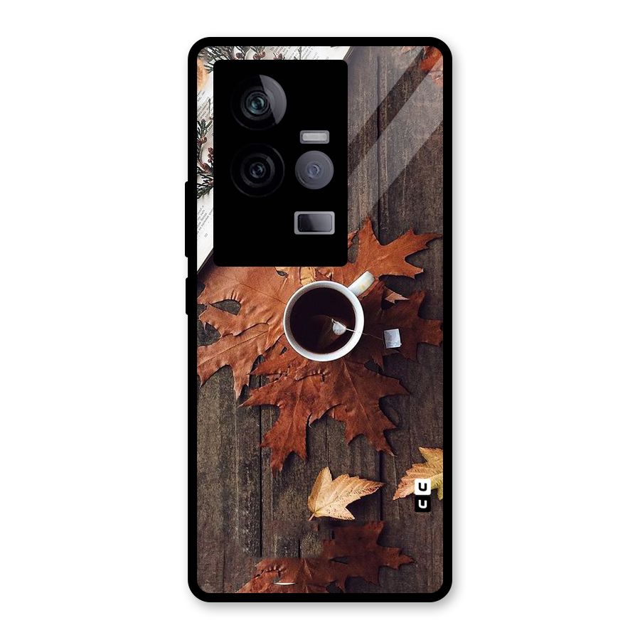 Fall Leaf Coffee Glass Back Case for Vivo iQOO 11 5G