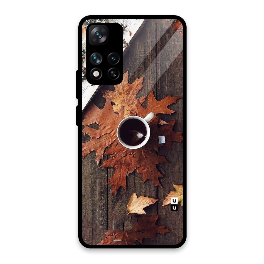 Fall Leaf Coffee Glass Back Case for Xiaomi 11i HyperCharge 5G