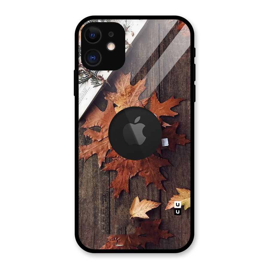 Fall Leaf Coffee Glass Back Case for iPhone 11 Logo Cut