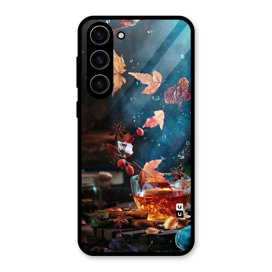Falling Leaves Tea Glass Back Case for Galaxy S23 Plus