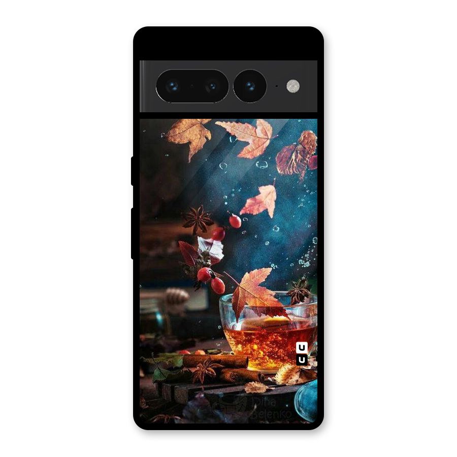 Falling Leaves Tea Glass Back Case for Google Pixel 7 Pro