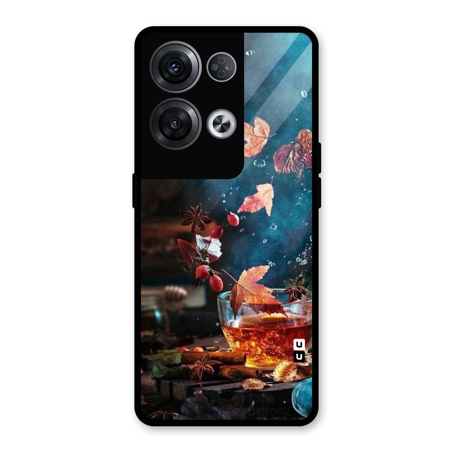 Falling Leaves Tea Glass Back Case for Oppo Reno8 Pro 5G