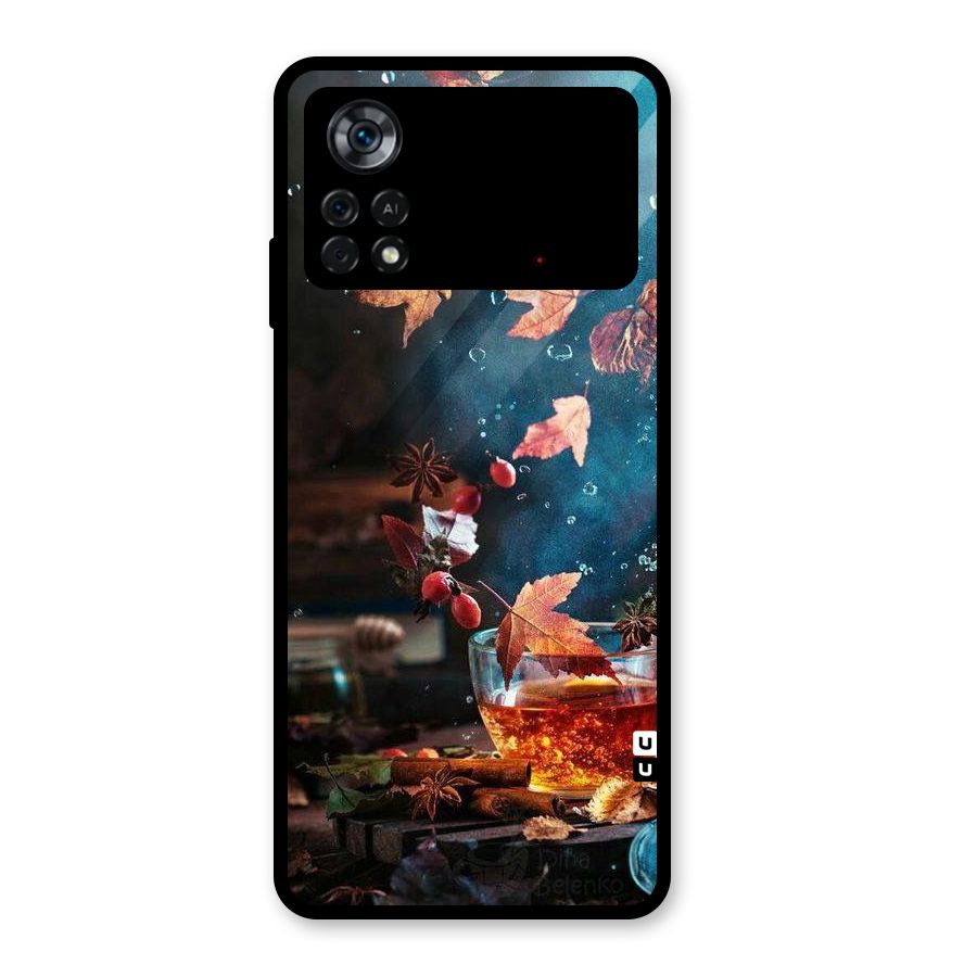 Falling Leaves Tea Glass Back Case for Poco X4 Pro 5G