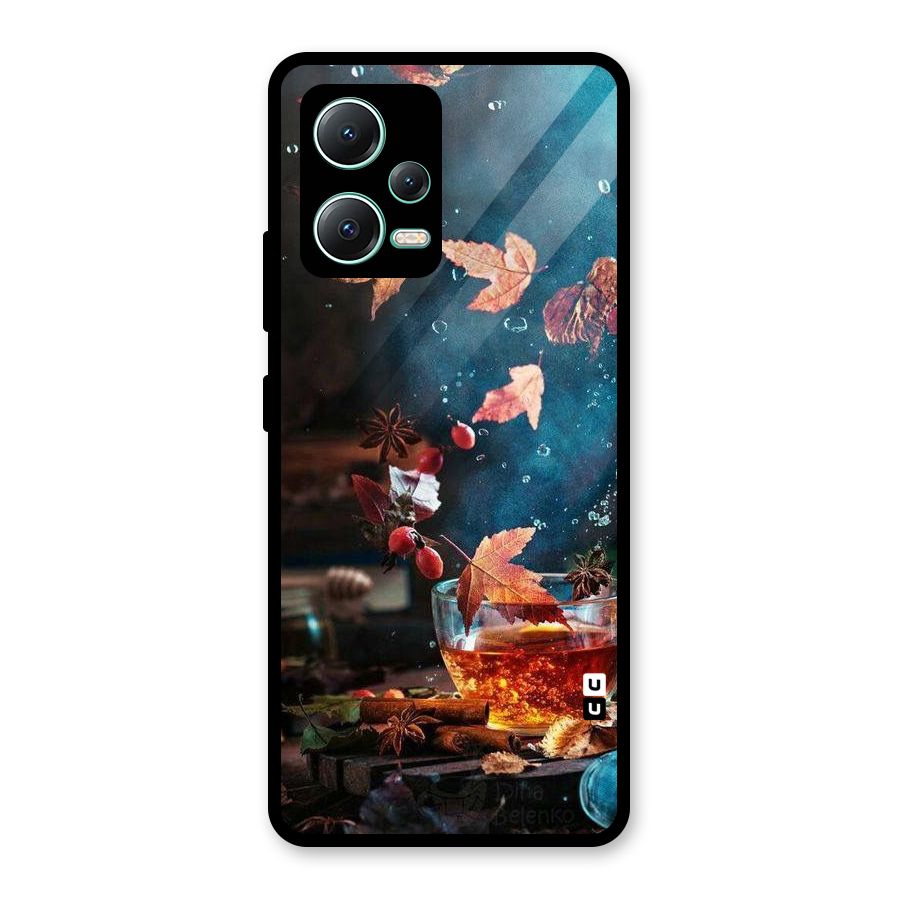 Falling Leaves Tea Glass Back Case for Redmi Note 12 5G