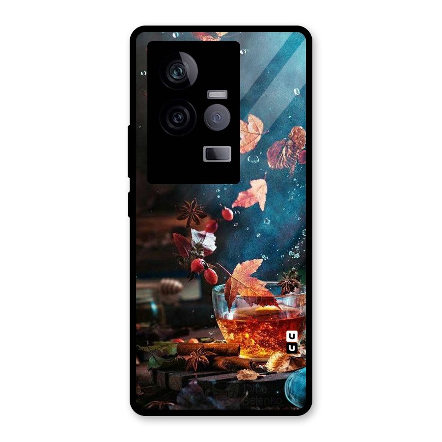 Falling Leaves Tea Glass Back Case for Vivo iQOO 11 5G