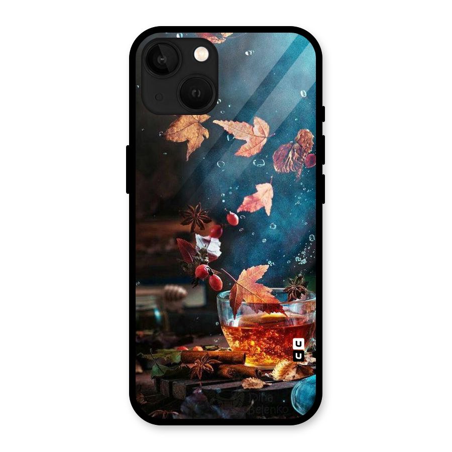 Falling Leaves Tea Glass Back Case for iPhone 13
