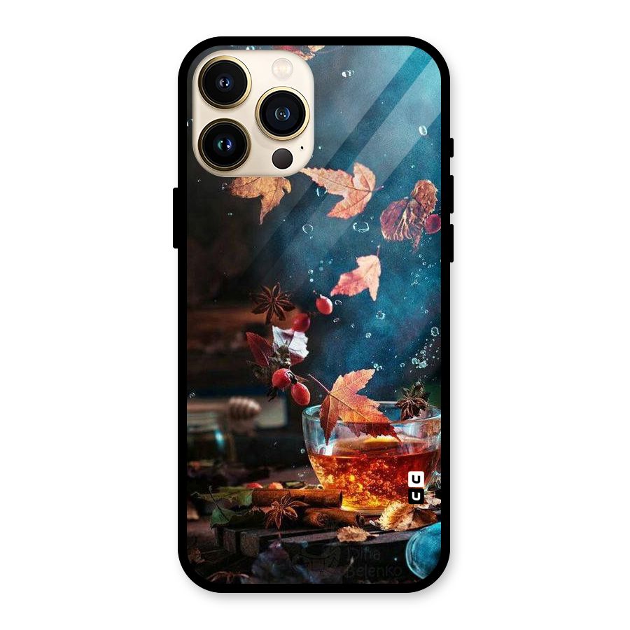 Falling Leaves Tea Glass Back Case for iPhone 13 Pro Max