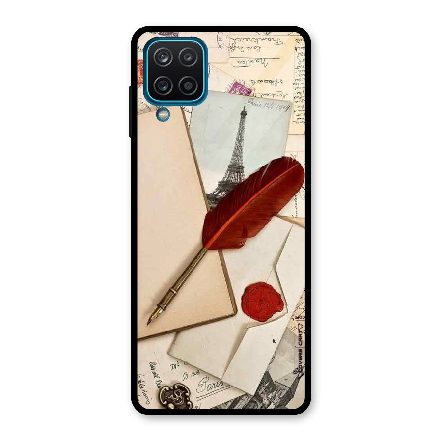 Feather Beauty Glass Back Case for Galaxy A12