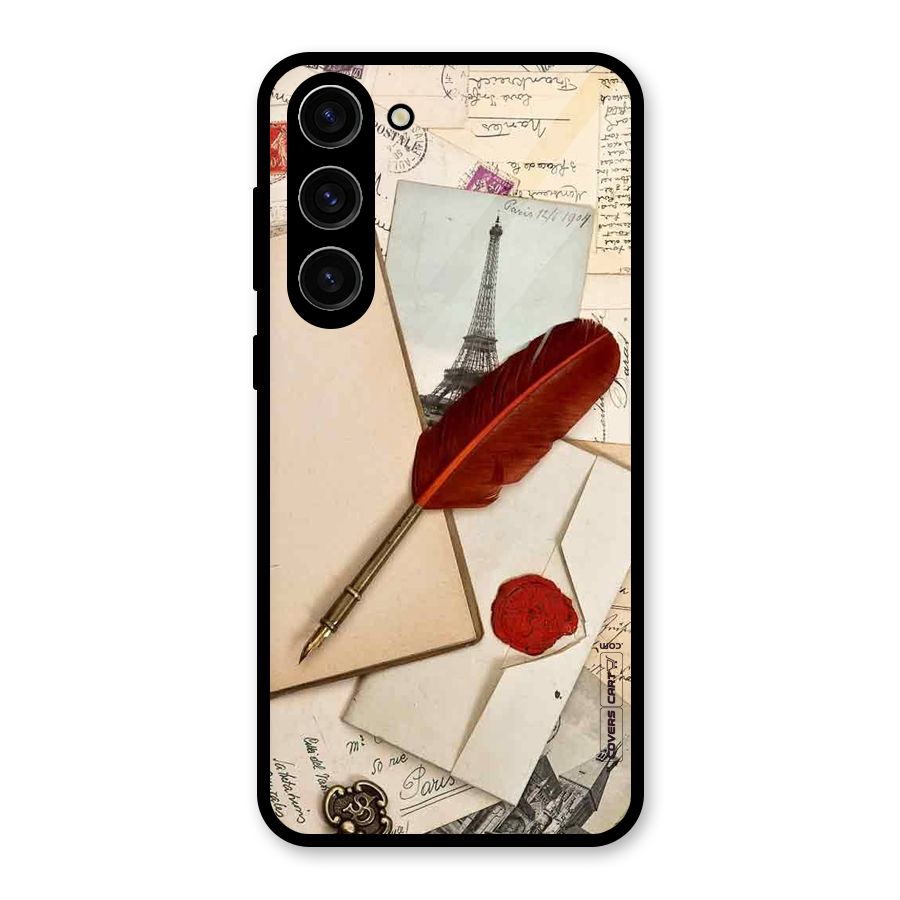Feather Beauty Glass Back Case for Galaxy S23 Plus
