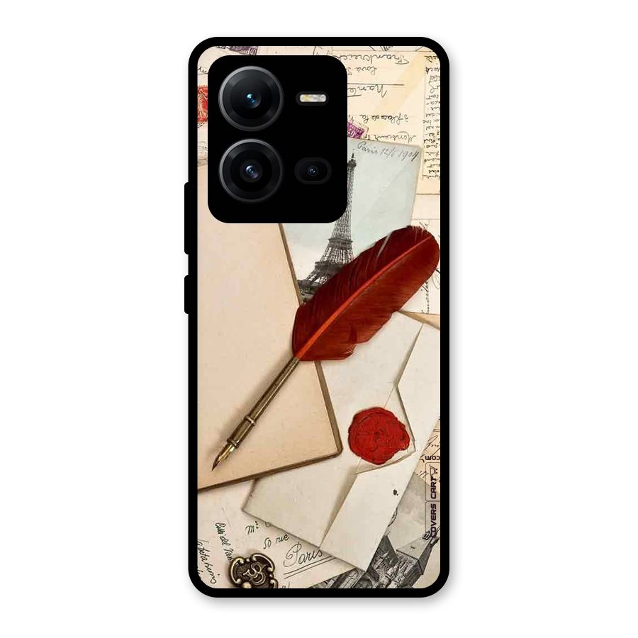 Feather Beauty Glass Back Case for Vivo V25